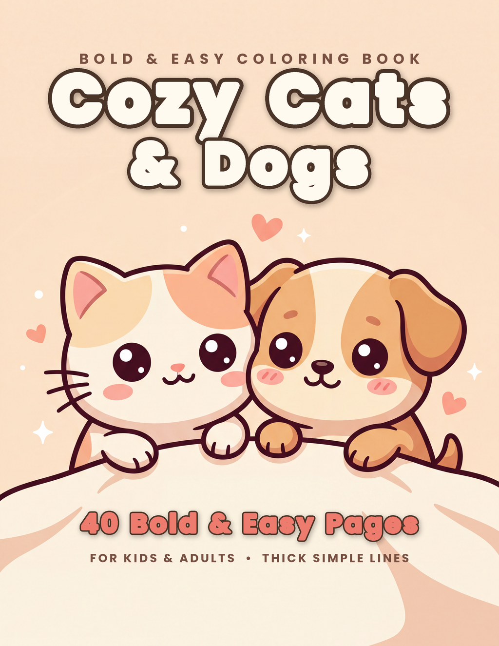 Cozy Cats & Dogs — 40 Bold & Easy Printable Coloring Pages