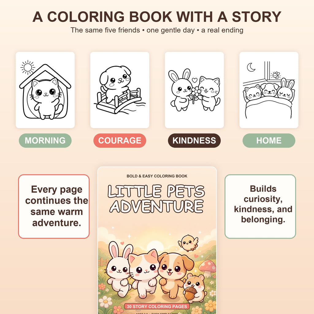 Little Pets Adventure — 30 Bold & Easy Printable Coloring Pages
