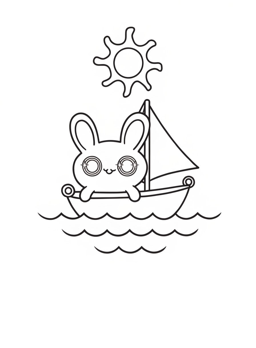 Sample page: bunny sailing a little boat