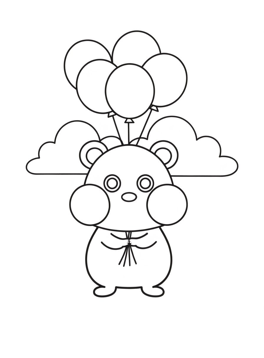 Sample page: hamster holding a bunch of balloons